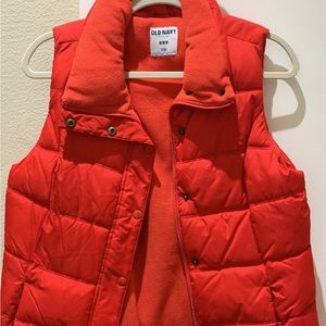 Orange puffer vest